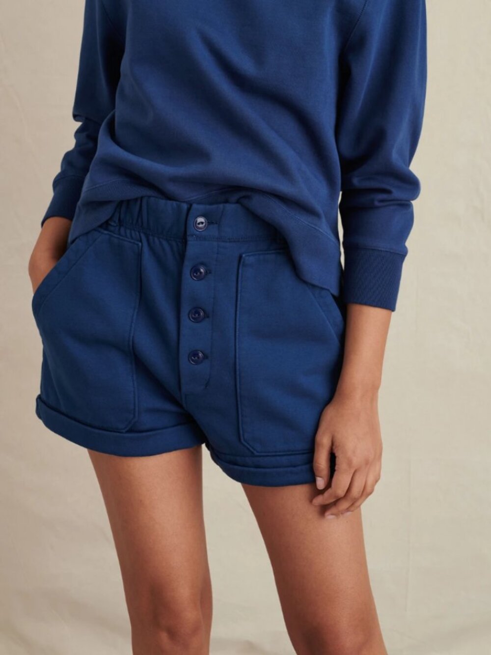 Alex Mill Ambrose Cotton Fleece Shorts in Navy Size Medium - Picture 1 of 4